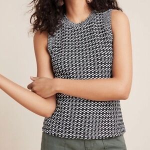 Maeve by Anthropologie Barbara Textured Jacquard Geometric Sleeveless Top Size S